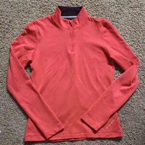 Under Armour Sweater Womens Pink Quarter Zip Fitted Pullover Ladies size Large